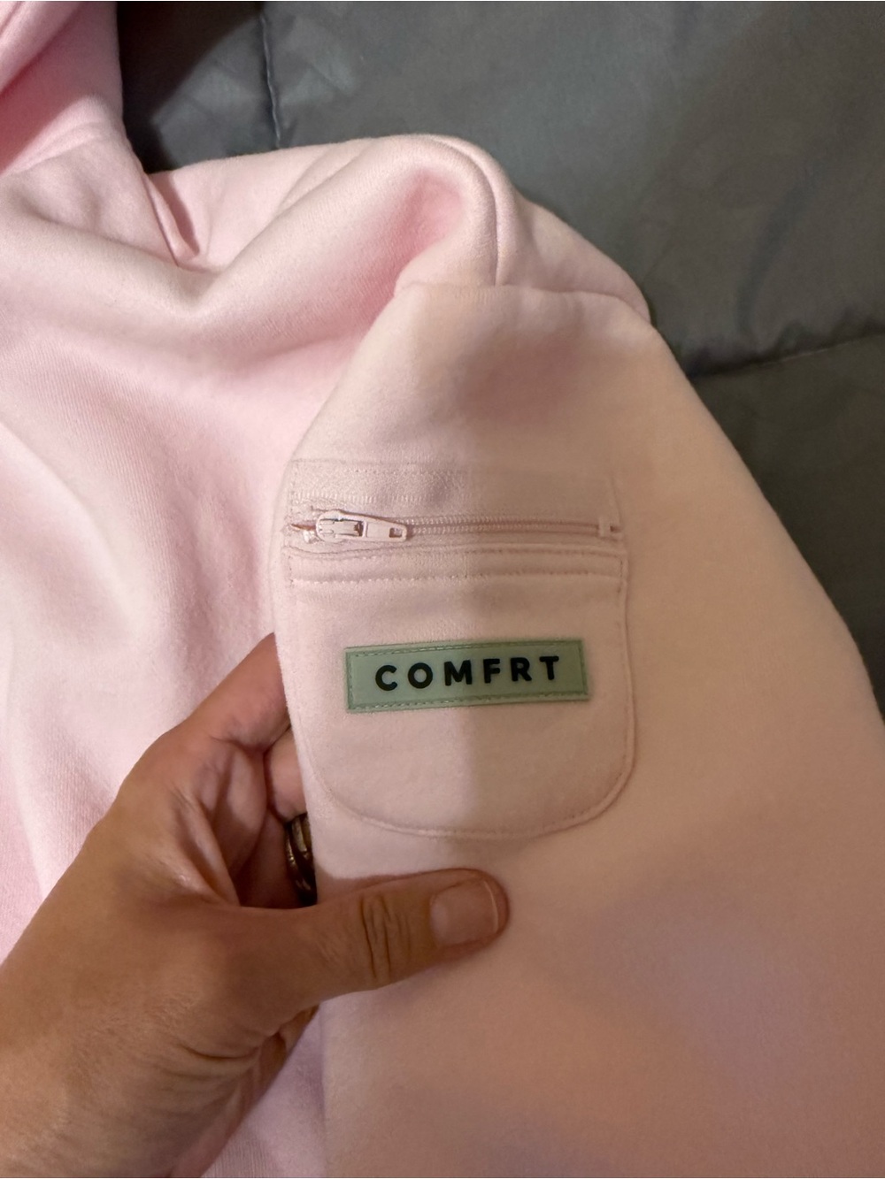 Comfrt Travel Essential Hoodie in Powder Pink - Picture 6 of 6